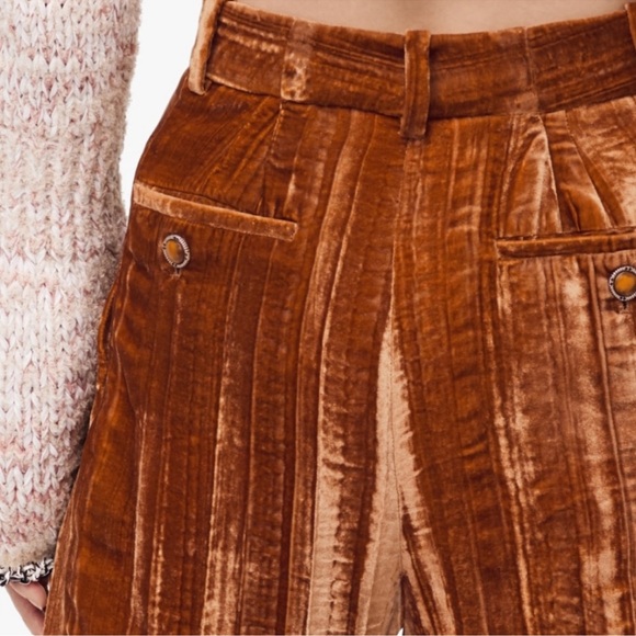 Zara Silk Wide-Leg Pants in Rust Orange - Picture 2 of 6